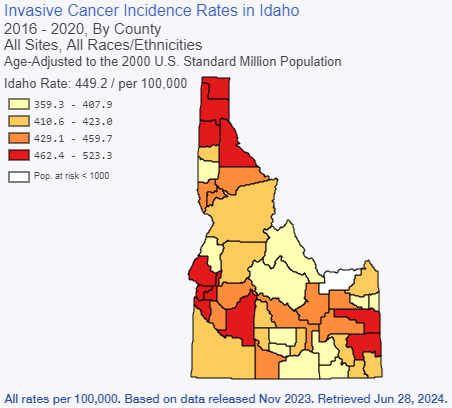 Invasive Cancer Incidence Rates in Idaho