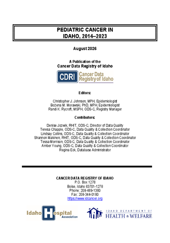Pediatric Cancer in Idaho, 2014-2023