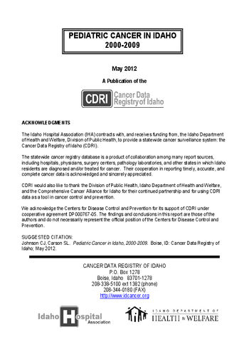 IdahoPediatricCancer2000 2009