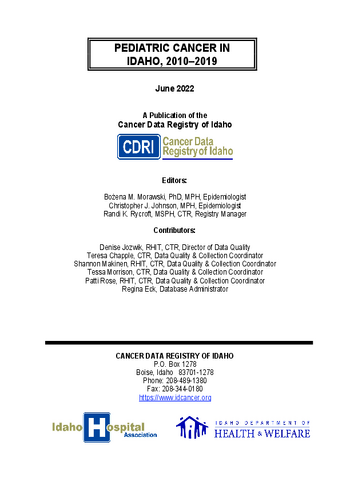 IdahoPediatricCancer20102019 Final 508C