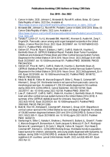 Publications Using CDRI Data Dec 2019-Dec 2022
